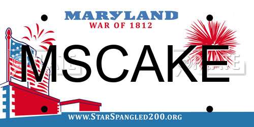 MSCAKE Maryland License Plate