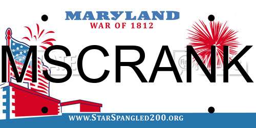 MSCRANK Maryland License Plate