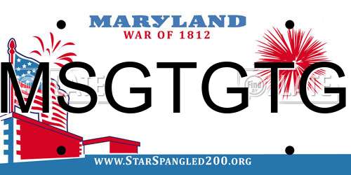 MSGTGTG Maryland License Plate