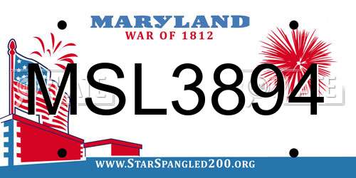 MSL3894 Maryland License Plate