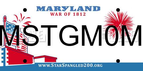 MSTGM0M Maryland License Plate
