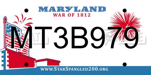 MT3B979 Maryland License Plate