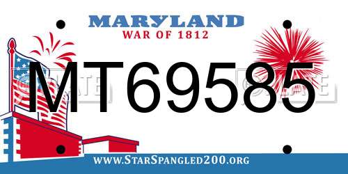 MT69585 Maryland License Plate