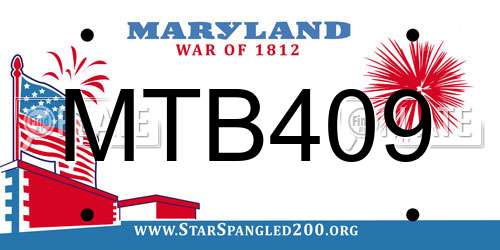 MTB409 Maryland License Plate