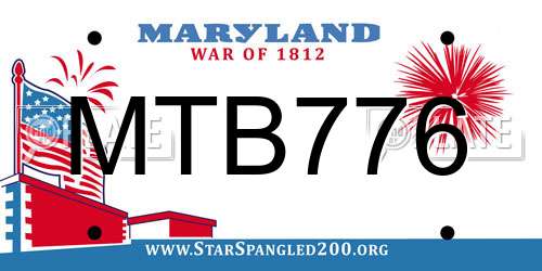 MTB776 Maryland License Plate