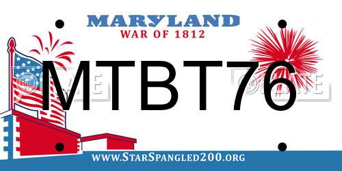 MTBT76 Maryland License Plate