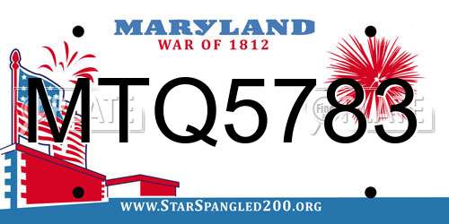 MTQ5783 Maryland License Plate