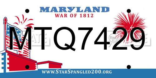 MTQ7429 Maryland License Plate