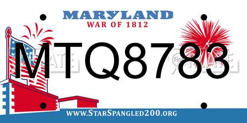 MTQ8783 Maryland License Plate