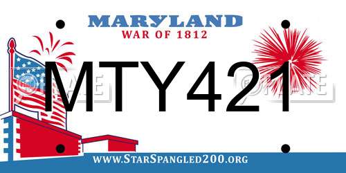 MTY421 Maryland License Plate