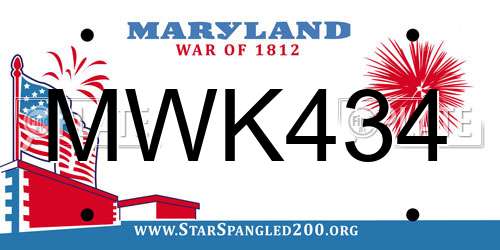 MWK434 Maryland License Plate