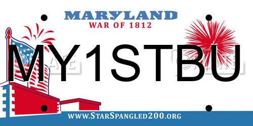 MY1STBU Maryland License Plate