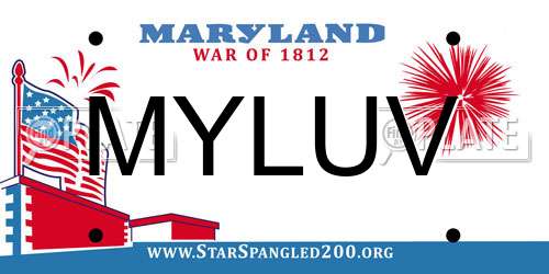 MYLUV Maryland License Plate