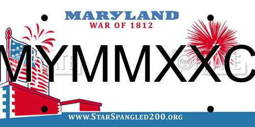 MYMMXXC Maryland License Plate