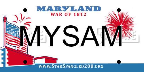 MYSAM Maryland License Plate