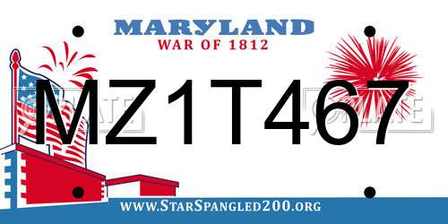 MZ1T467 Maryland License Plate