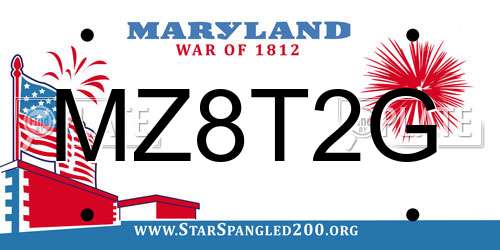 MZ8T2G Maryland License Plate