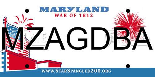 MZAGDBA Maryland License Plate
