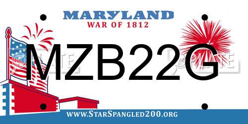 MZB22G Maryland License Plate