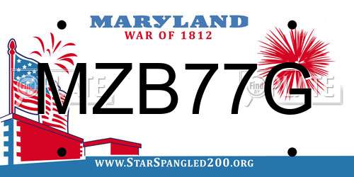 MZB77G Maryland License Plate