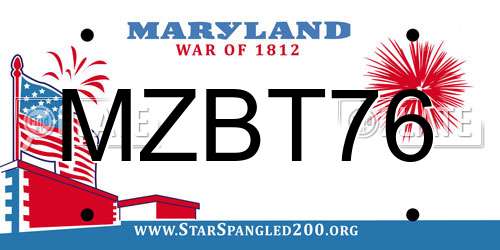 MZBT76 Maryland License Plate