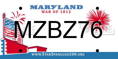 MZBZ76 Maryland License Plate