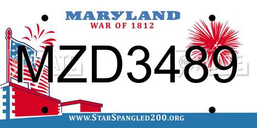 MZD3489 Maryland License Plate