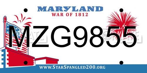 MZG9855 Maryland License Plate