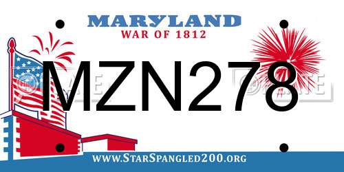 MZN278 Maryland License Plate