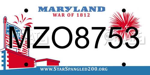 MZO8753 Maryland License Plate