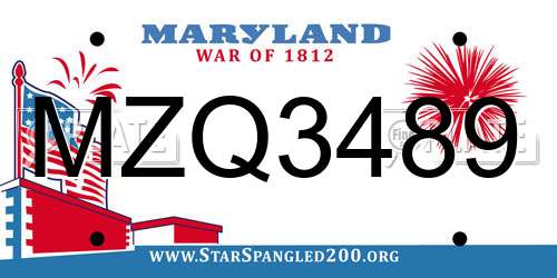 MZQ3489 Maryland License Plate