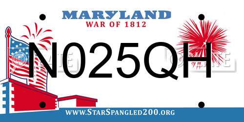 N025QH Maryland License Plate