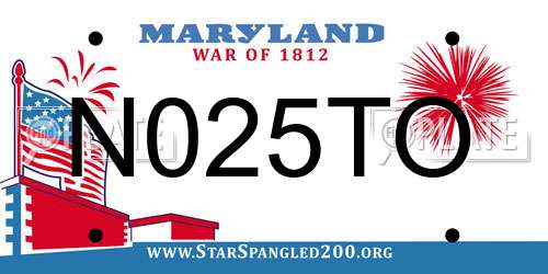 N025TO Maryland License Plate