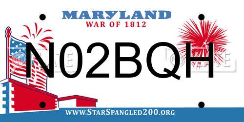 N02BQH Maryland License Plate