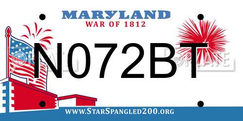 N072BT Maryland License Plate