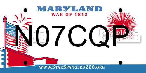 N07CQP Maryland License Plate