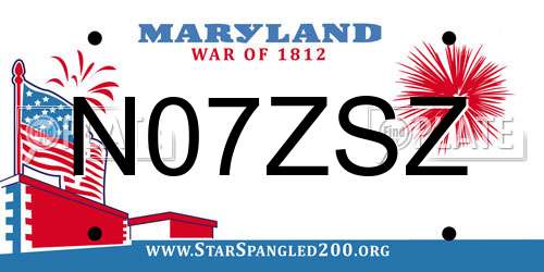 N07ZSZ Maryland License Plate