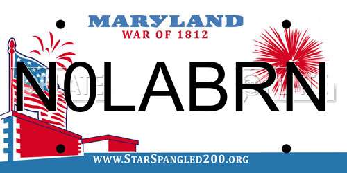 N0LABRN Maryland License Plate