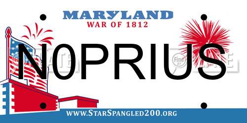 N0PRIUS Maryland License Plate