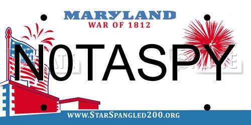 N0TASPY Maryland License Plate
