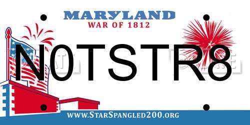 N0TSTR8 Maryland License Plate