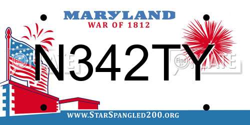 N342TY Maryland License Plate