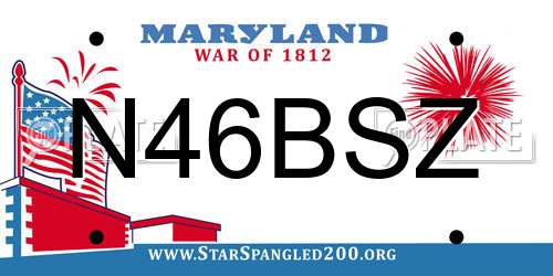 N46BSZ Maryland License Plate