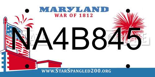 NA4B845 Maryland License Plate