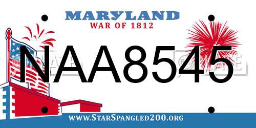 NAA8545 Maryland License Plate