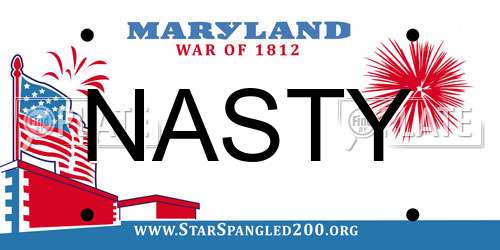 NASTY Maryland License Plate