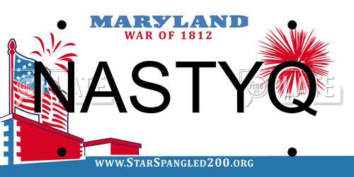 NASTYQ Maryland License Plate