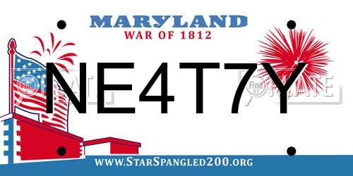 NE4T7Y Maryland License Plate