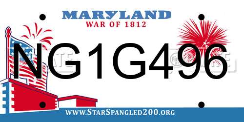 NG1G496 Maryland License Plate
