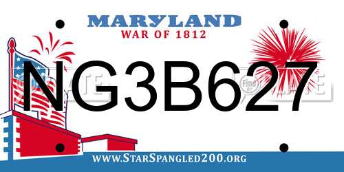 NG3B627 Maryland License Plate